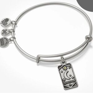 🌙ALEX AND ANI🌙Intuition Moon Oracle Charm Bangle Bracelet/Rafaelian Silver/EUC